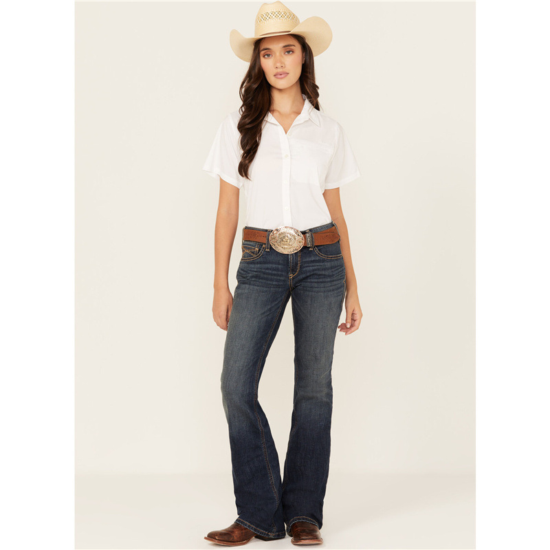 ARIAT微弹中腰帅气微喇叭牛仔裤