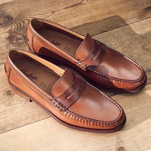Florsheim富乐绅美国产牛皮真皮里吸汗套脚乐福鞋商务正装皮鞋男
