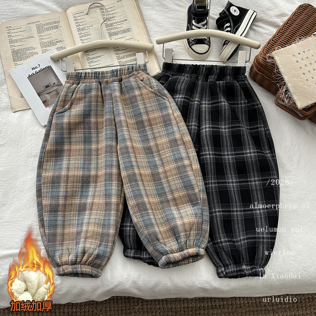 【经典格子】儿童冬季加绒加厚休闲裤男女童保暖百搭格子束口裤,童装/婴儿装/亲子装,运动裤卫裤,淘宝优惠券,粉丝福利购,淘宝优惠卷