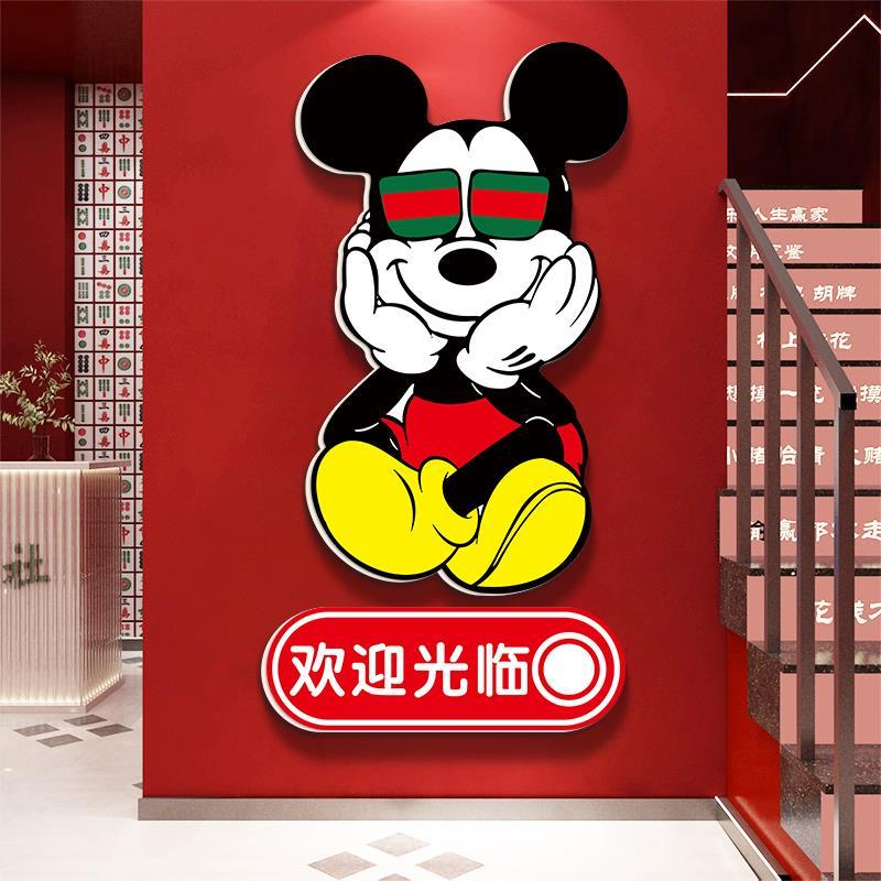 欢迎光临新款烧烤装饰画墙面火锅贴纸楼梯轻奢布置感酒吧高级桌球图片