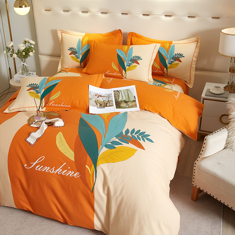 加厚磨毛纯棉四件套100全棉床上用品秋冬被套被罩春秋床单三件套4