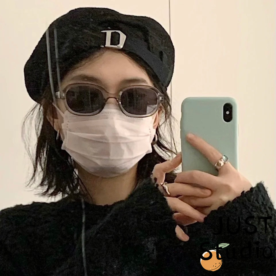 2023透灰椭圆形墨镜复古