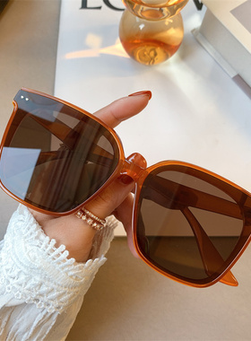 茶色太阳镜韩版2022方形墨镜