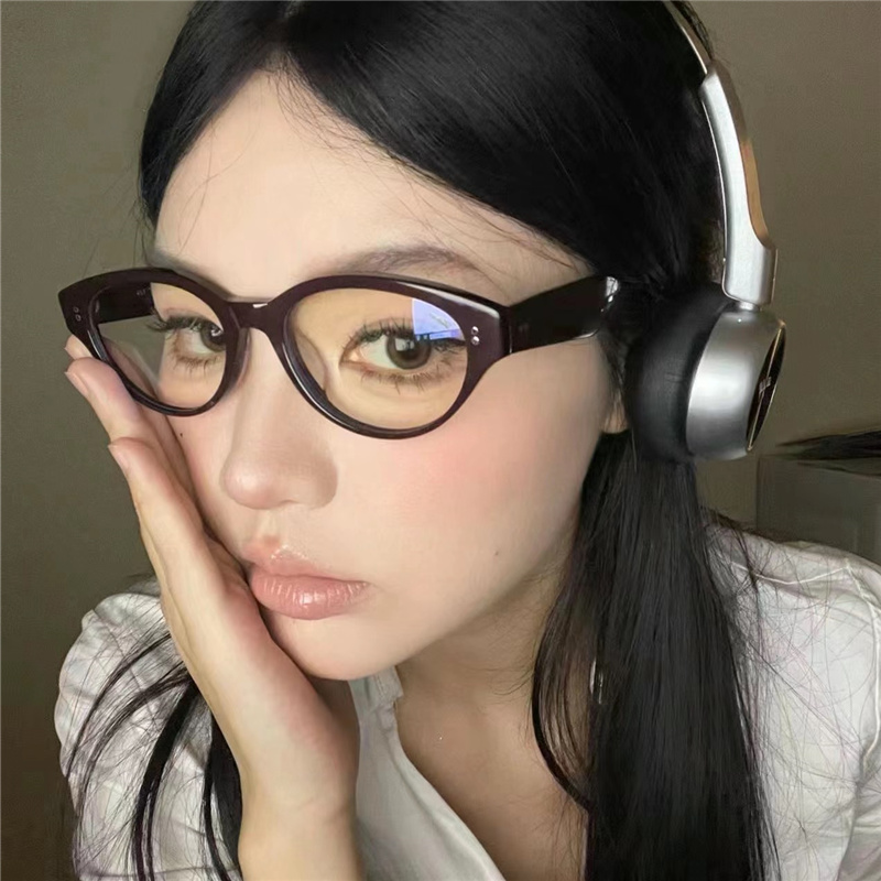 美式猫眼近视眼镜甜酷辣妹素颜复古拍照凹造型防蓝光辐射平光男女