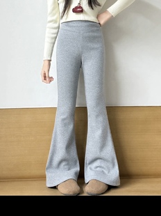 吉小可2025冬季新款女童加绒喇叭裤儿童加厚保暖修身洋气裤子