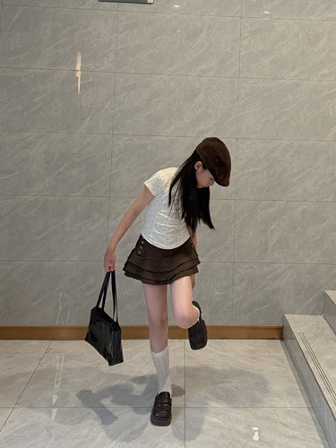 吉小可2026夏季儿童牛仔百褶短裙女童新款休闲裙裤高领T套装