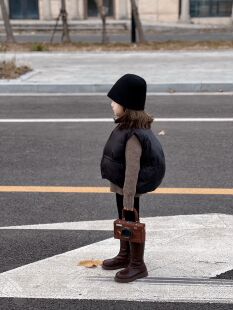 吉小可韩版儿童马甲冬季新款男女小童宽松潮童棉背心宝宝坎肩外穿