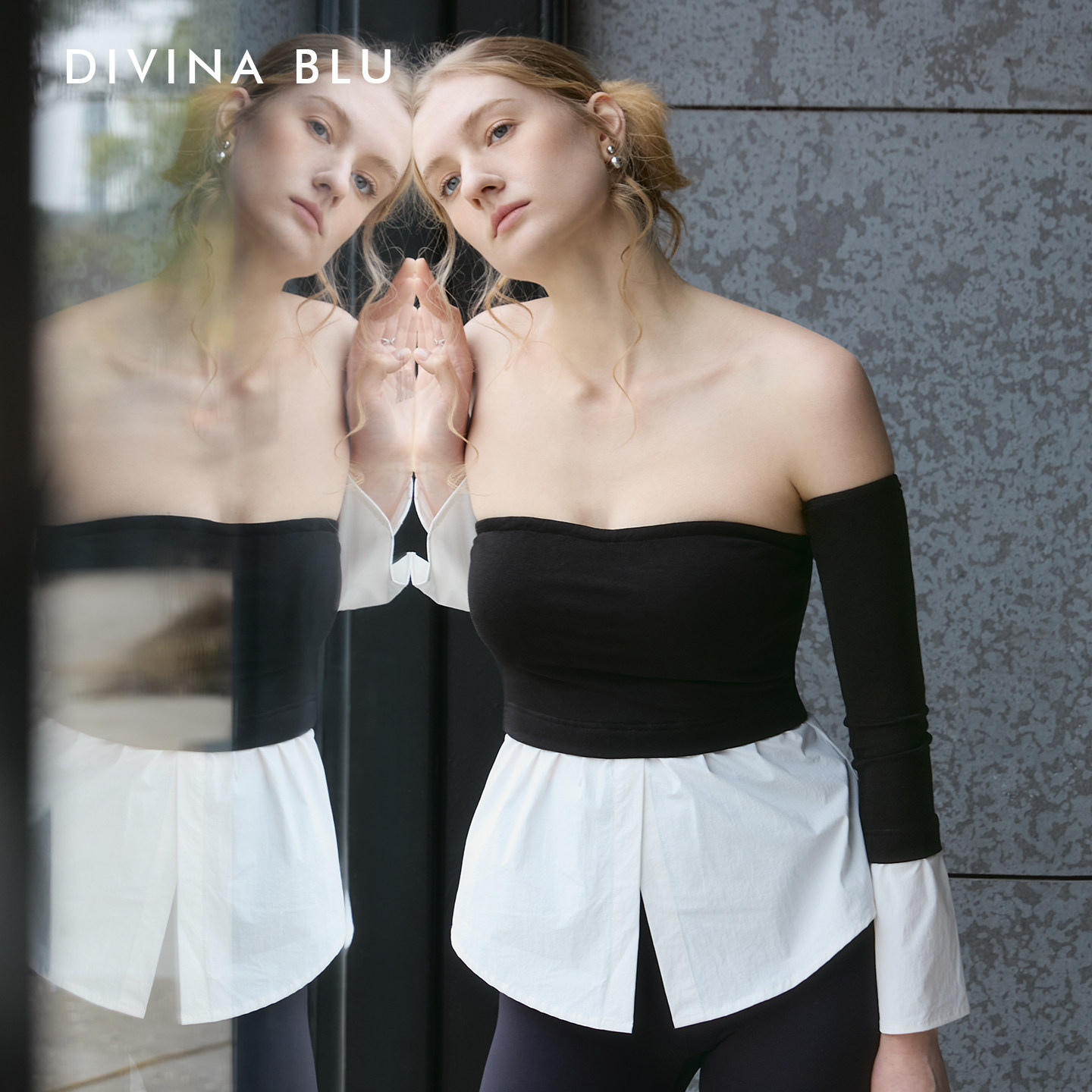 DIVINABLU迪唯纳马赛系列撞色拼接裹胸可外穿运动普拉提健身美背