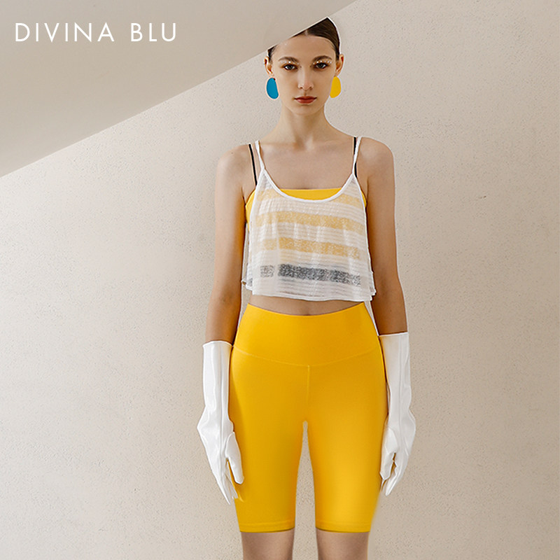 DIVINA BLU多伦多系列裸感高腰五分裤女外穿提臀中裤紧身运动裤