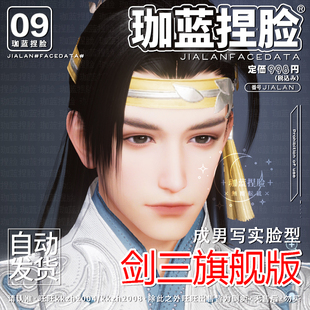 【珈蓝】剑三捏脸 剑网3成男写实脸型数据 无界手游三端通用 严宽