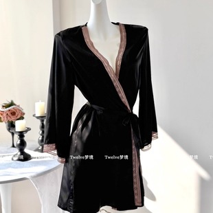 冰丝睡袍女蕾丝缎面性感晨袍高级感家居服 曼城旧事 Twelve