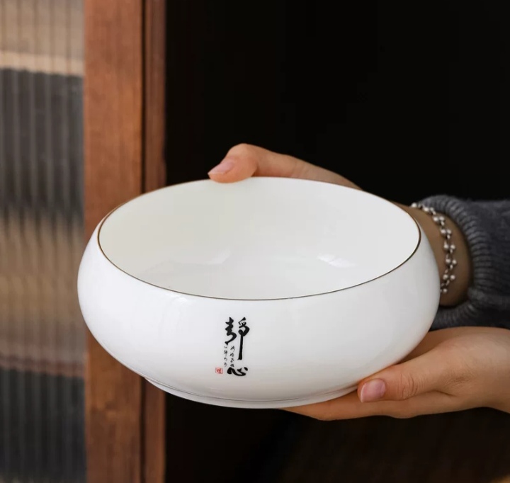 装饰陶瓷烟灰缸大容量 家用客厅新中式 多功能果皮垃圾收纳茶渣缸