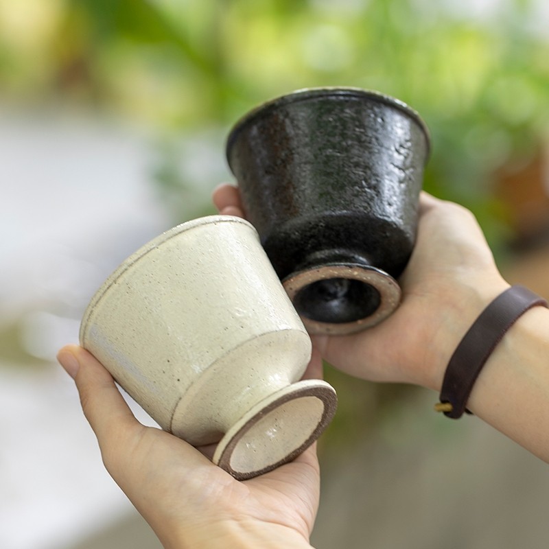 手工主人杯日式粗陶白色粉引咖啡握杯阿沐高足化妆土,餐饮具,茶杯,淘宝优惠券,粉丝福利购,淘宝优惠卷