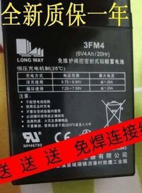 LONGWAY龙威儿童电动车电瓶6V电池通用6V4.5ah三轮摩托车3FM4.5