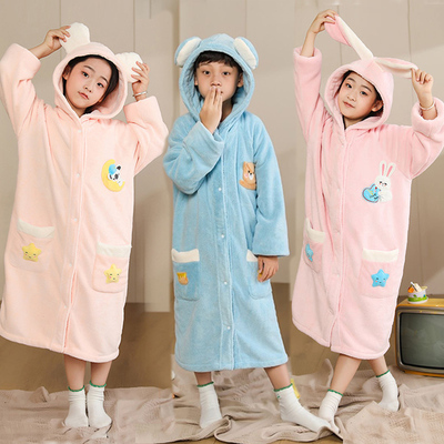 A类儿童浴袍带帽加厚加长款吸水