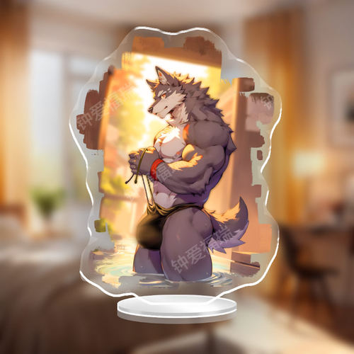 二次元福瑞控肌肉furry狼兽人狼人兽兽动物肉感脂包肌立牌tk