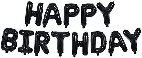 black happy birthday balloons banner 16 inch mylar foil birt