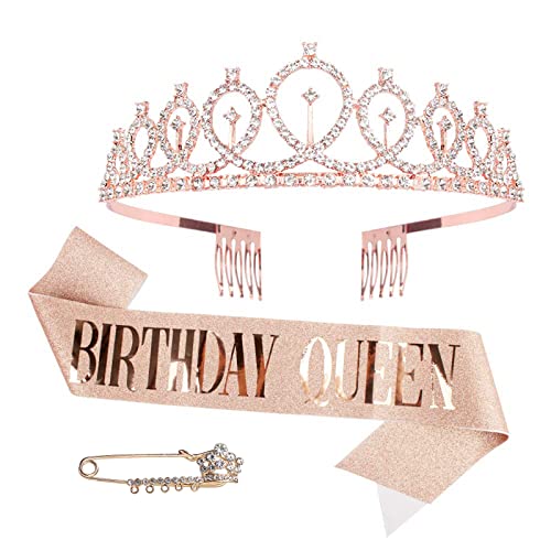 jpnk birthday queen sash & rhinestone kit  golden birthday q