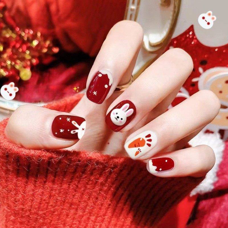 2026年新款儿童美甲穿戴甲萌趣兔子假指甲贴片短款24片成品甲片,彩妆/香水/美妆工具,穿戴甲/甲片,淘宝优惠券,粉丝福利购,淘宝优惠卷