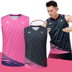 新款速干羽毛球服套装林丹大赛服夏季男无袖背心印字训练队服球衣