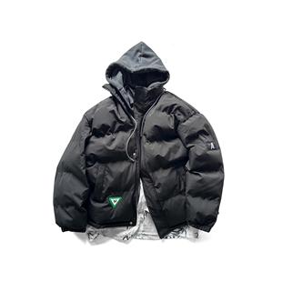 WINDERFLIES 假两件拼布棉服立领百搭连帽外套 24AW