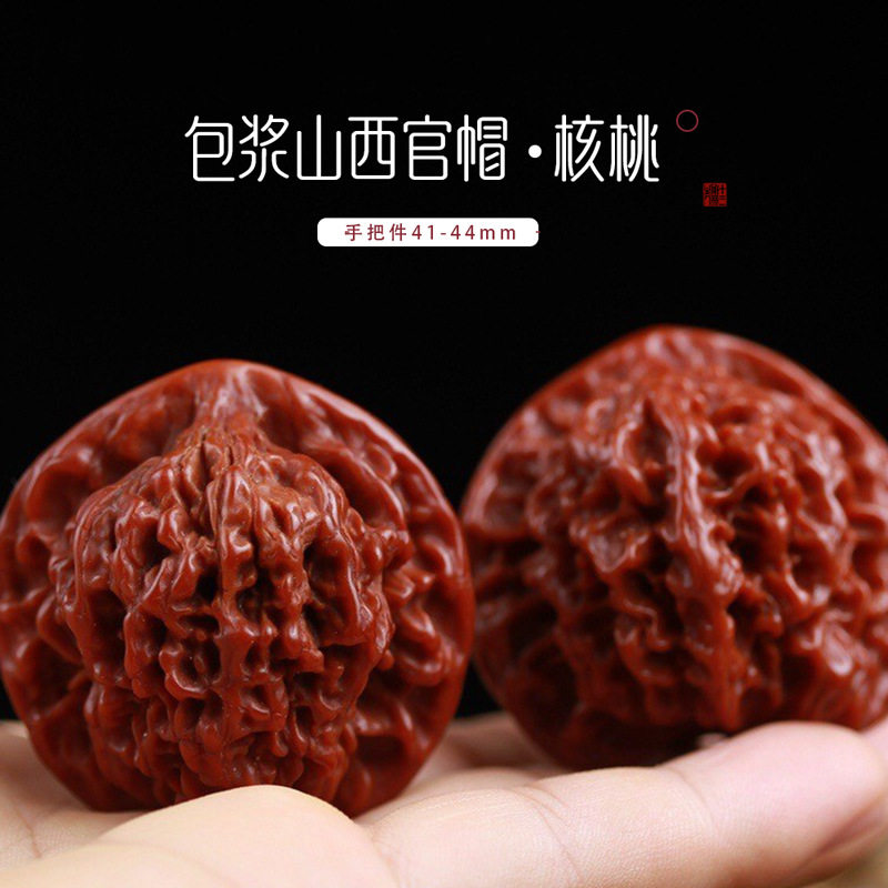 核桃精品高抛手把件四座楼狮子头把玩手盘麒麟纹官帽古玩