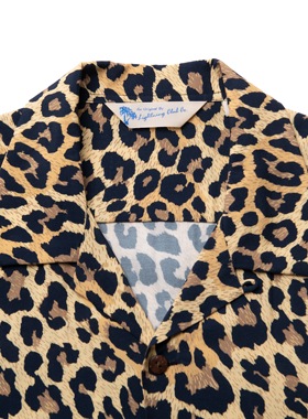 Lightning Club传统花卉美式复古古巴领RAYON豹纹夏威夷衬衫Aloha