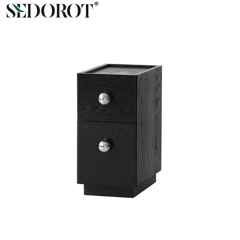 奶油风床边窄柜复古实木床头柜