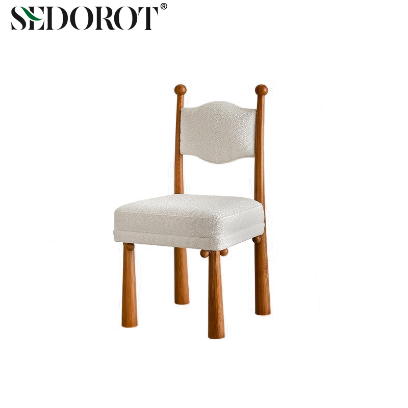 羊羔绒实木餐椅设计师网红椅子