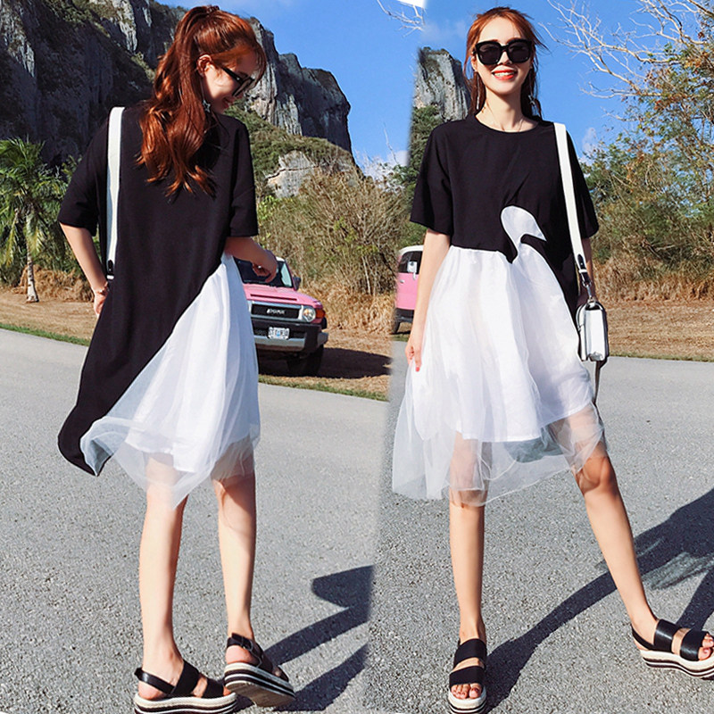 孕妇装夏装上衣2019新款韩版中长款网纱孕妇连衣裙时尚款短袖裙子|msdalam kategori Bekalan Ibu / Ibu / Pemakanan, bersalin, pakaian - dari Buy2taobao.com untuk memberikan perkhidmatan ejen Taobao profesional membeli