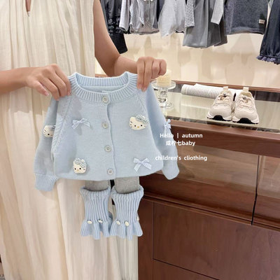 女童秋季毛衣套装kt猫开衫
