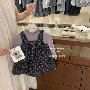 女宝宝打底衫 韩系女童套装 原创 碎花背心裙两件套潮 咸柠七