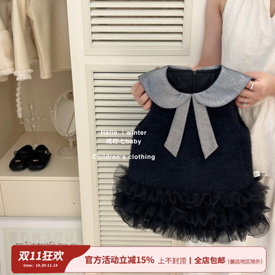 洋气宝宝小香风毛呢背心裙