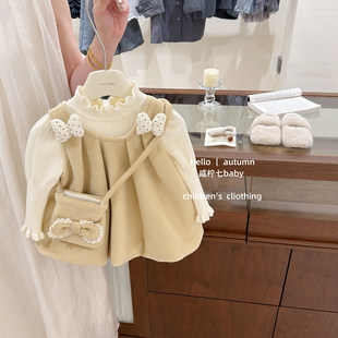 2025新款 女童连衣裙冬装 儿童加绒公主裙女宝背心裙套装 咸柠七