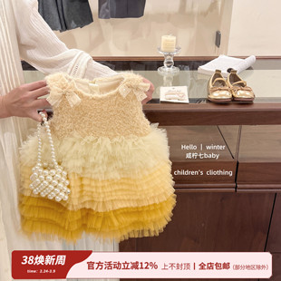 【咸柠七】原创！周岁礼服女宝生日连衣裙冬女童公主裙加绒背心裙