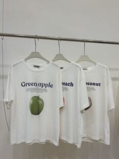 胸围110 T恤 圆领水果卡通印花短袖 衣长64左右 一件批发