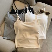 韩版 吊带背心女带胸垫美背一体内搭外穿修身 显瘦吊带上衣女