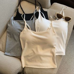 韩版 显瘦吊带上衣女 吊带背心女带胸垫美背一体内搭外穿修身