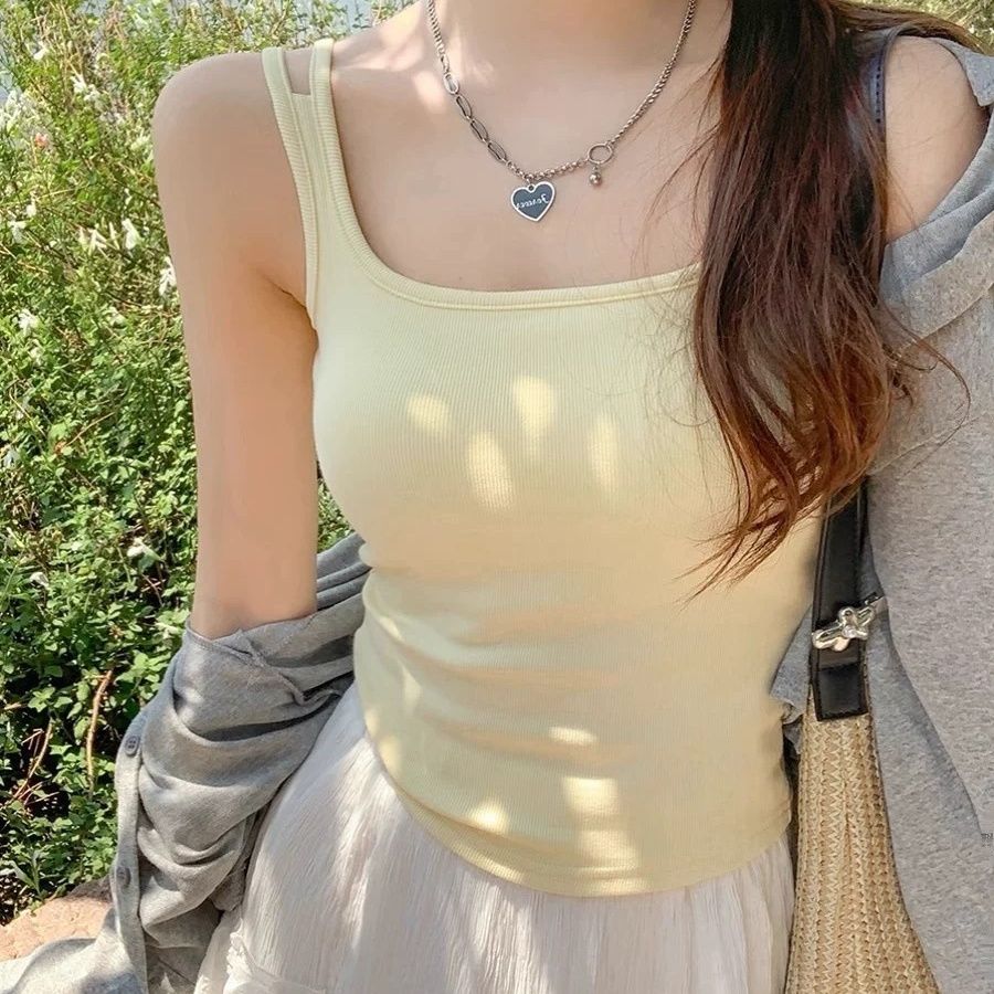 纯欲抹胸小吊带女内搭带胸垫遮副乳防走光打底双肩夏季修身背心