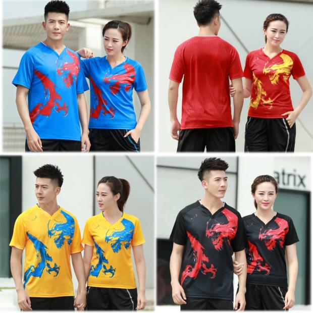 修身夏装儿童装成人装时尚羽毛球服套装男女装乒乓球衣网眼速干料