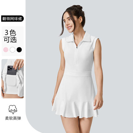 女休闲健身运动连衣裙户外羽毛球防走光高尔夫网球排球马拉松跑步