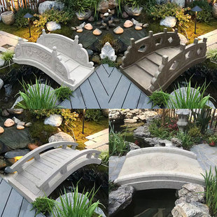 石雕石拱桥庭院景观小石桥石板桥护栏石桥花园装饰小桥流水石材桥