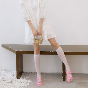 3双装夏季薄小腿袜白色袜子女ins潮中筒日系韩国透明玻璃丝长筒袜