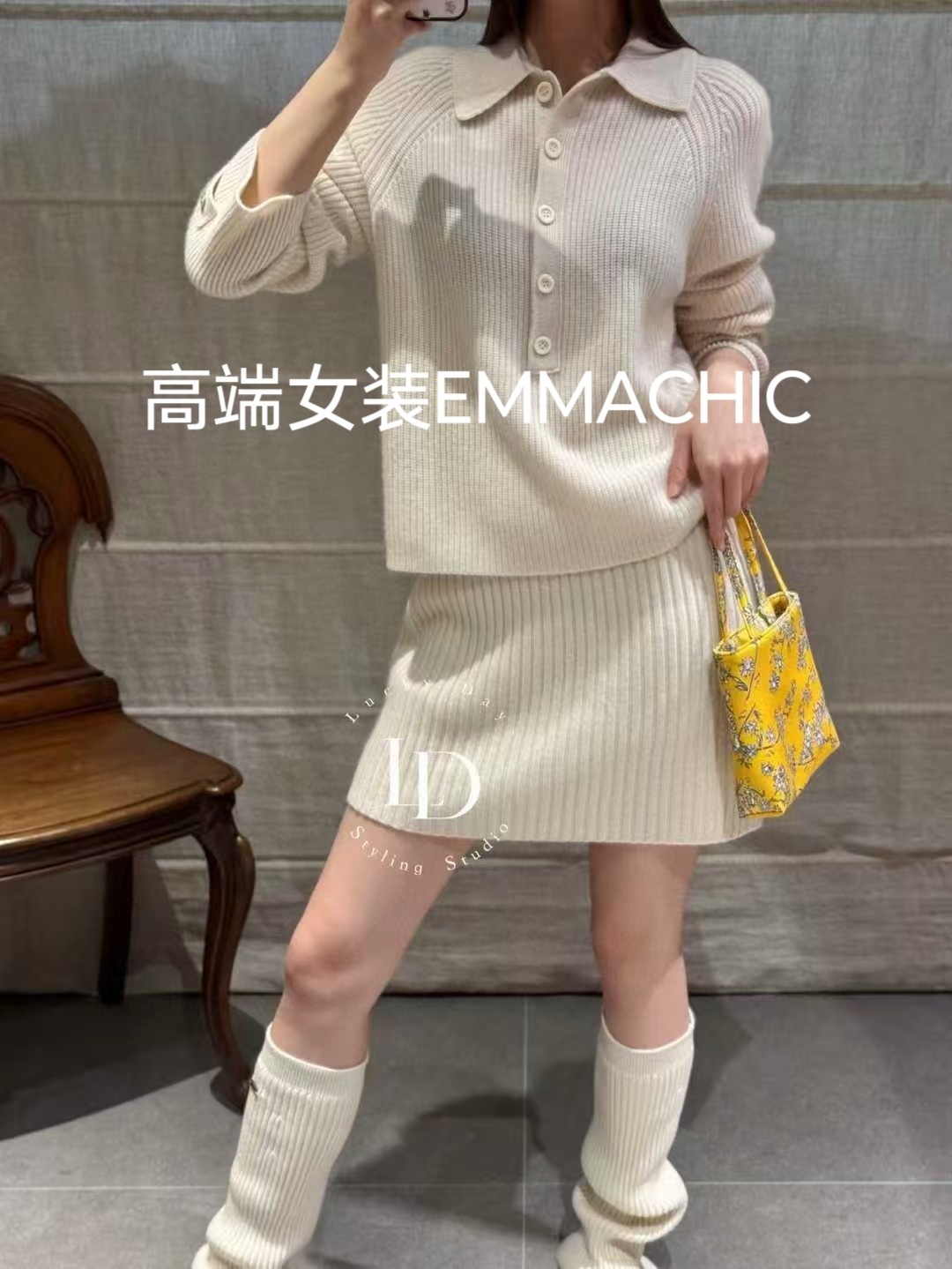意大利进口山羊绒polo领翻领针织衫毛衣