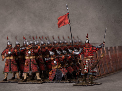 MK微缩王国《万历朝鲜战争》1/30合金微缩鸟铳阵兵人