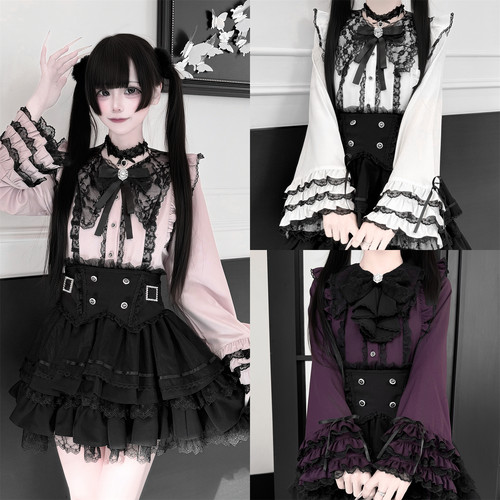 定金【人偶甜茶】酒酿樱桃子 原创日系蕾服量产姬袖重工衬衫下裙