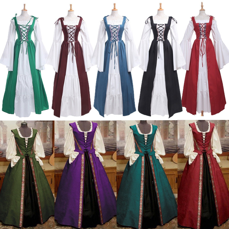 欧洲宫廷风复古大码收腰连衣裙中世纪文艺复兴演出服舞台戏剧礼服