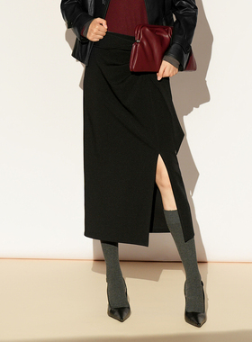 XG/雪歌26年春季知性包臀半身裙女中长裙修身一步裙XL103015A190