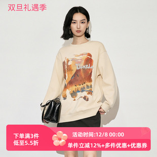 休闲圆领套头印花长袖 新款 卫衣女XK401002B351 雪歌2025年冬季