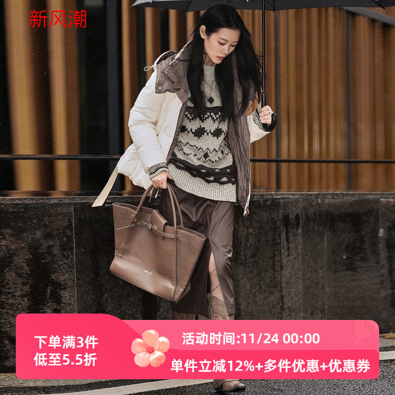 XG/雪歌2025年冬季新款休闲宽松连帽羽绒服保暖外套XK406068B591